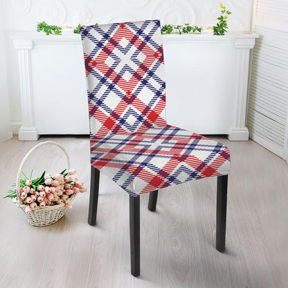 American Plaid Pattern Print Dining Chair Slipcover