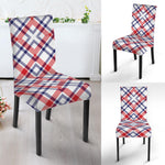 American Plaid Pattern Print Dining Chair Slipcover
