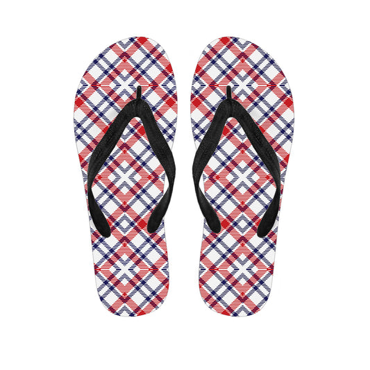 American Plaid Pattern Print Flip Flops