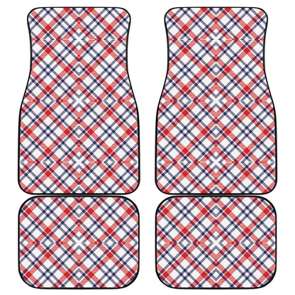 American Plaid Pattern Print Front and Back Car Floor Mats