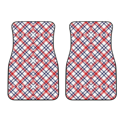 American Plaid Pattern Print Front Car Floor Mats