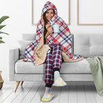 American Plaid Pattern Print Hooded Blanket