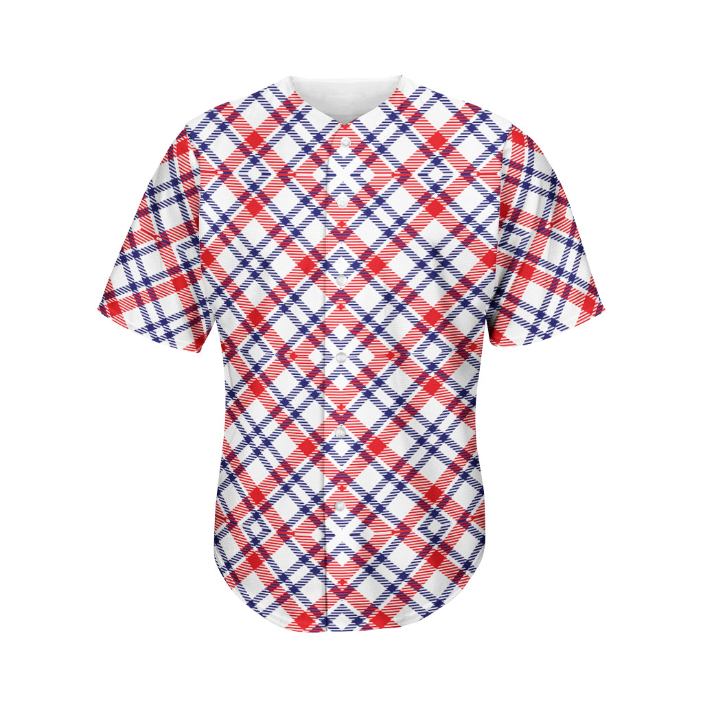 American Plaid Pattern Print Men's Baseball Jersey