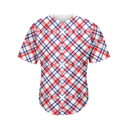 American Plaid Pattern Print Men's Baseball Jersey