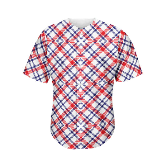 American Plaid Pattern Print Men's Baseball Jersey