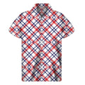 American Plaid Pattern Print Men's Short Sleeve Shirt