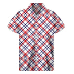 American Plaid Pattern Print Men's Short Sleeve Shirt