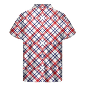 American Plaid Pattern Print Men's Short Sleeve Shirt