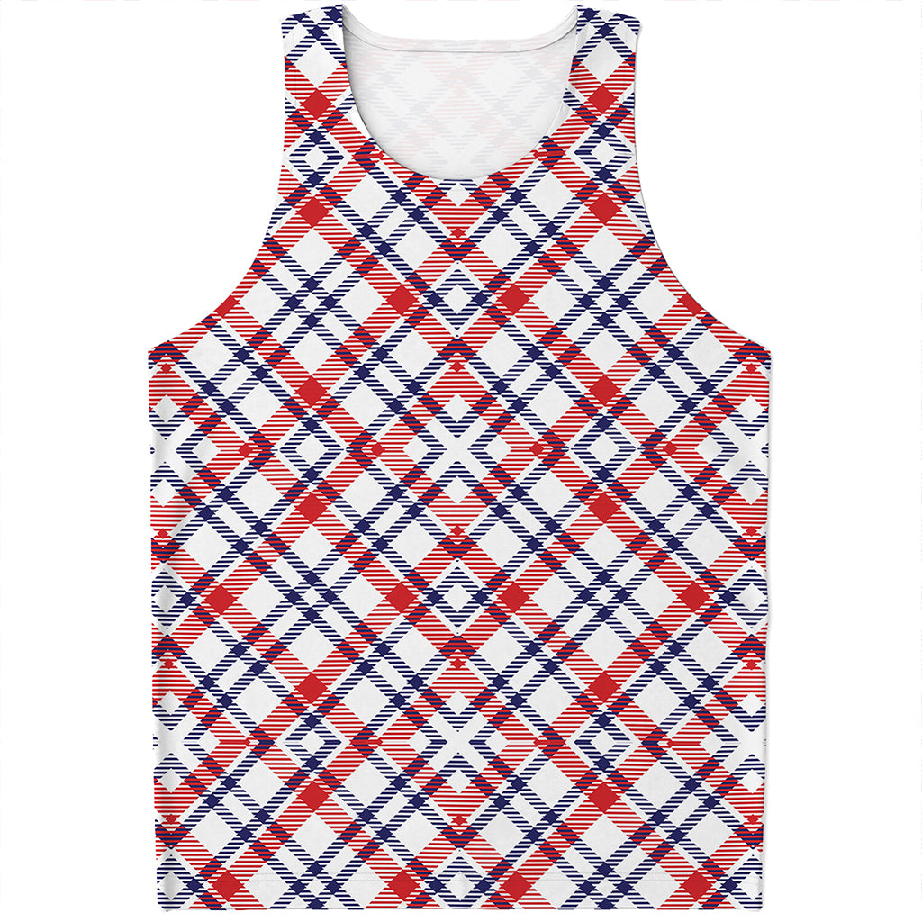 American Plaid Pattern Print Men's Tank Top