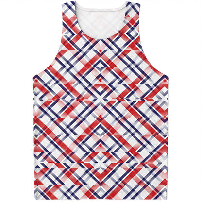 American Plaid Pattern Print Men's Tank Top