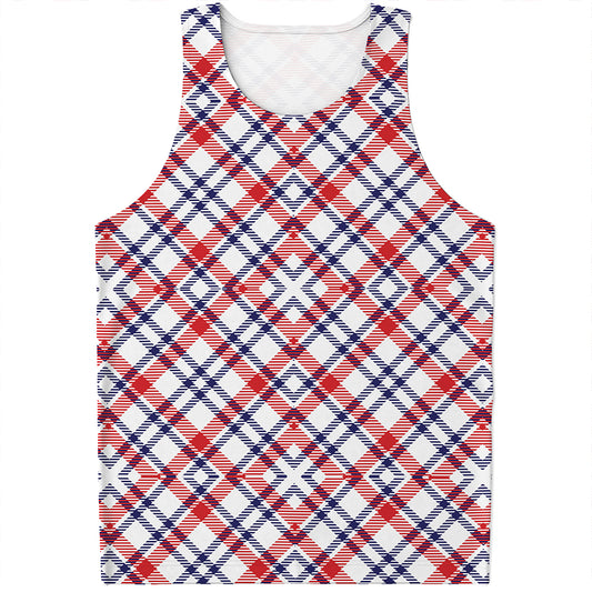 American Plaid Pattern Print Men's Tank Top