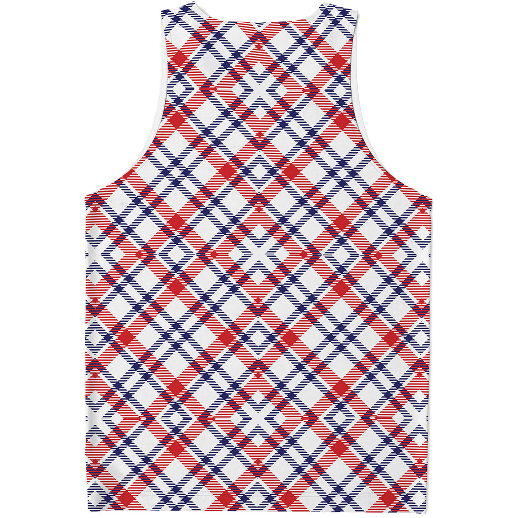 American Plaid Pattern Print Men's Tank Top