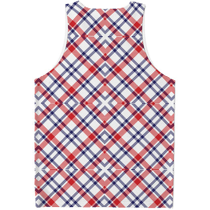 American Plaid Pattern Print Men's Tank Top