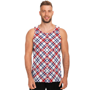 American Plaid Pattern Print Men's Tank Top