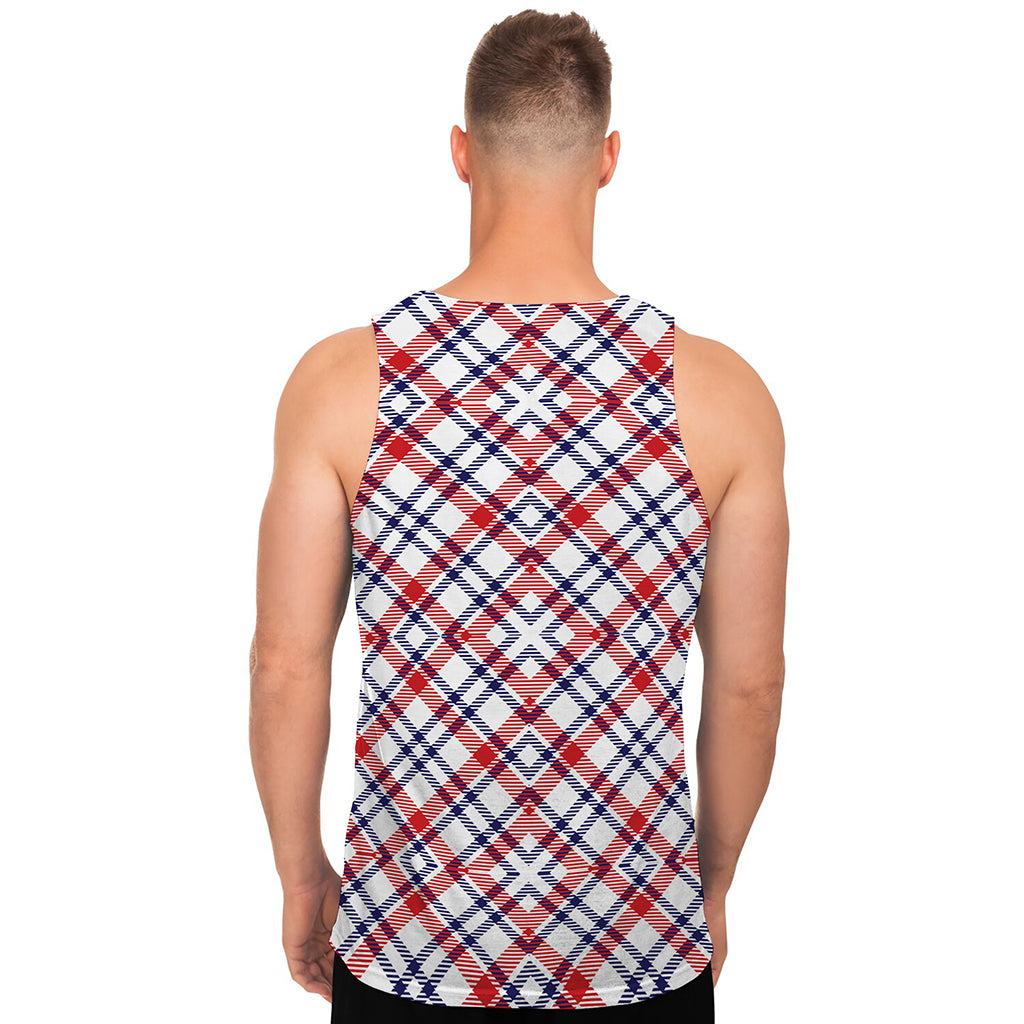 American Plaid Pattern Print Men's Tank Top