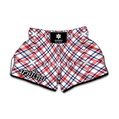 American Plaid Pattern Print Muay Thai Boxing Shorts