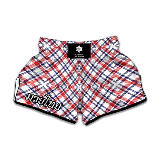 American Plaid Pattern Print Muay Thai Boxing Shorts
