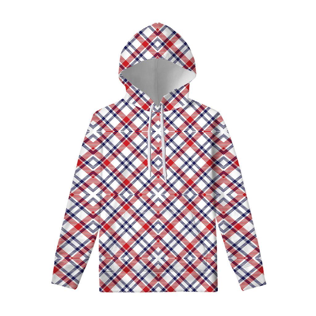 American Plaid Pattern Print Pullover Hoodie