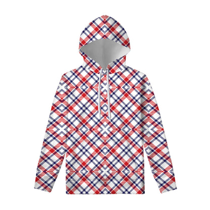 American Plaid Pattern Print Pullover Hoodie