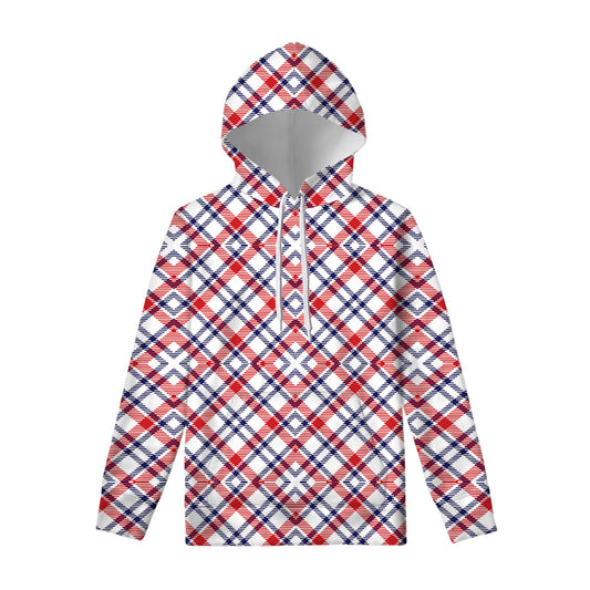 American Plaid Pattern Print Pullover Hoodie