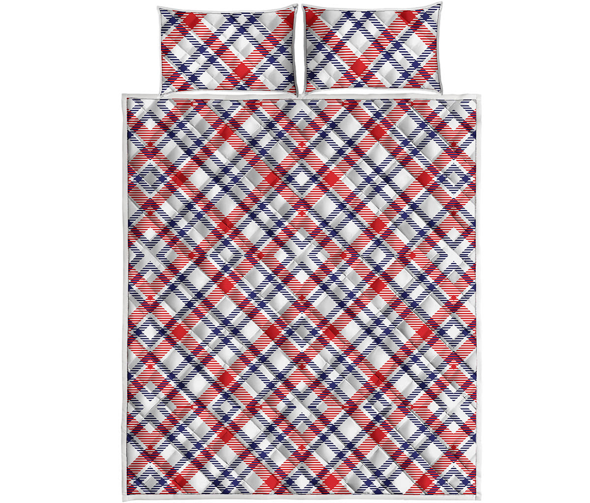 American Plaid Pattern Print Quilt Bed Set