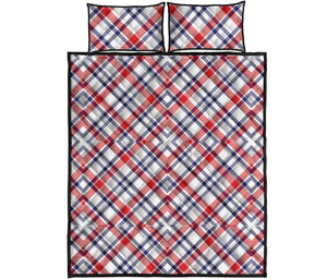 American Plaid Pattern Print Quilt Bed Set