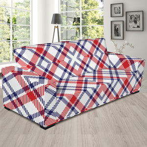 American Plaid Pattern Print Sofa Slipcover