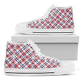 American Plaid Pattern Print White High Top Sneakers