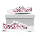 American Plaid Pattern Print White Low Top Sneakers