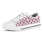 American Plaid Pattern Print White Low Top Shoes