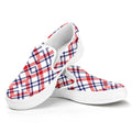 American Plaid Pattern Print White Slip On Sneakers