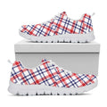 American Plaid Pattern Print White Running Shoes