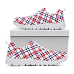 American Plaid Pattern Print White Sneakers