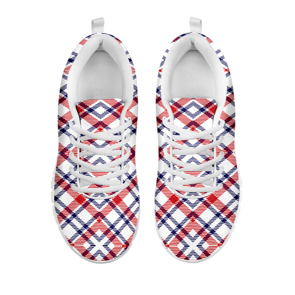 American Plaid Pattern Print White Sneakers