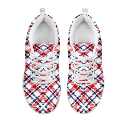 American Plaid Pattern Print White Sneakers