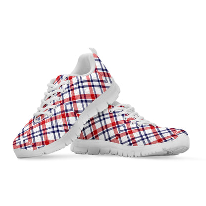 American Plaid Pattern Print White Sneakers
