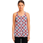 American Plaid Pattern Print Women's Racerback Tank Top
