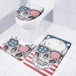 American Skull With Sunglasses Print 3 Piece Bath Mat Set