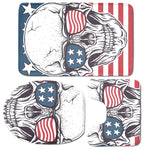 American Skull With Sunglasses Print 3 Piece Bath Mat Set
