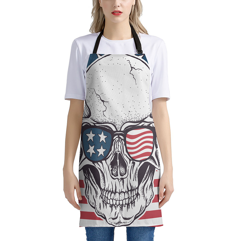 American Skull With Sunglasses Print Apron