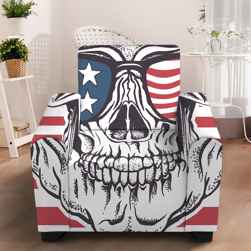 American Skull With Sunglasses Print Armchair Slipcover