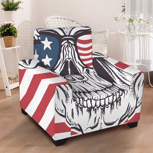 American Skull With Sunglasses Print Armchair Slipcover