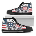American Skull With Sunglasses Print Black High Top Sneakers