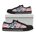 American Skull With Sunglasses Print Black Low Top Sneakers