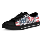 American Skull With Sunglasses Print Black Low Top Shoes 