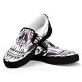 American Skull With Sunglasses Print Black Slip On Sneakers