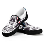 American Skull With Sunglasses Print Black Slip On Shoes