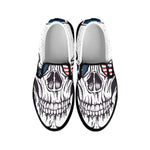 American Skull With Sunglasses Print Black Slip On Shoes