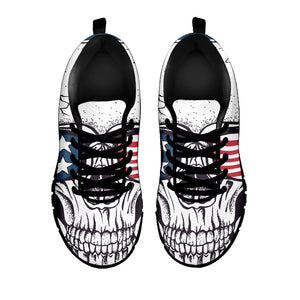 American Skull With Sunglasses Print Black Sneakers