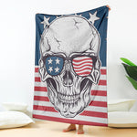 American Skull With Sunglasses Print Blanket